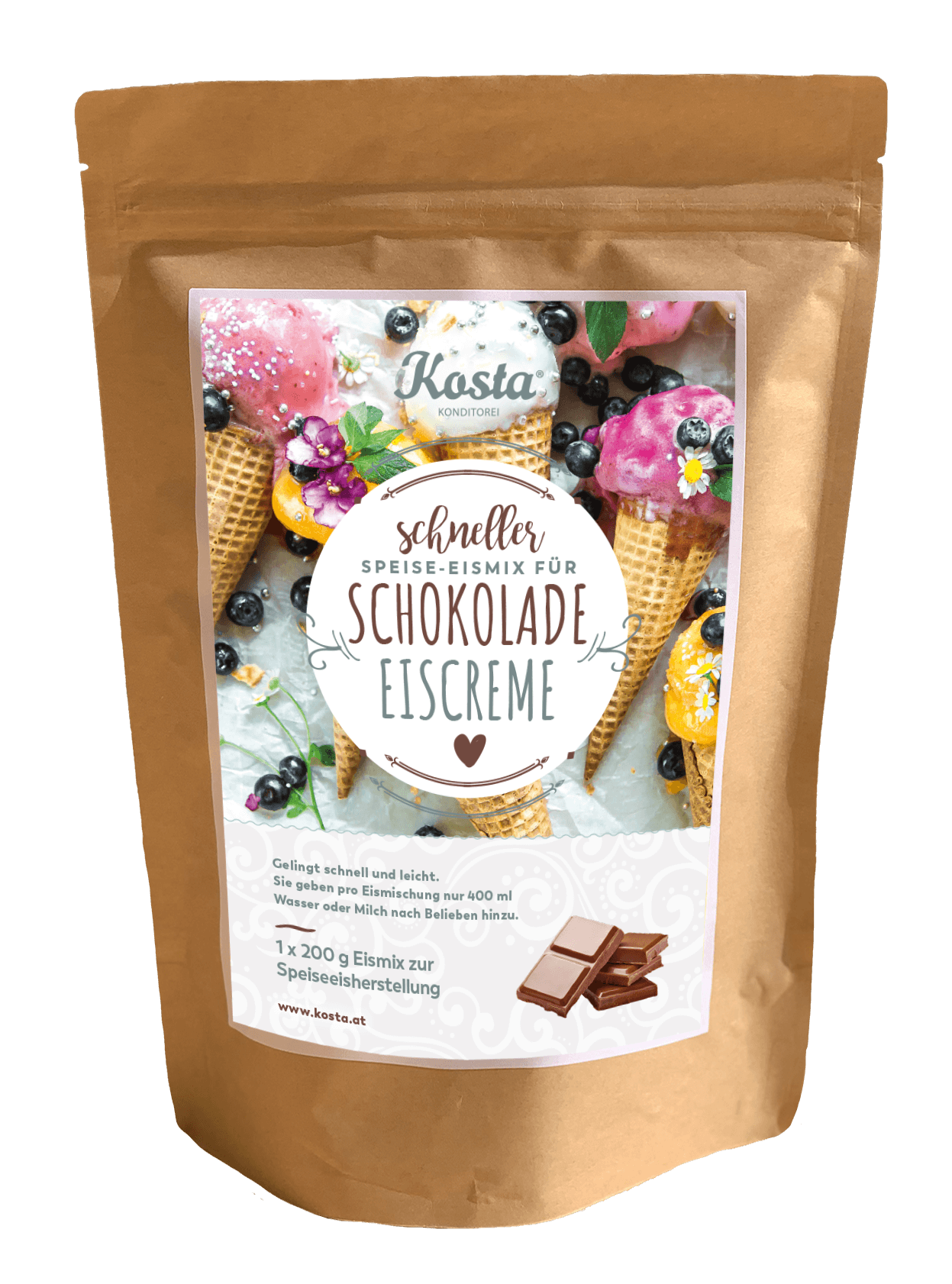 Backmischung Schokolade Eiscreme Kosta