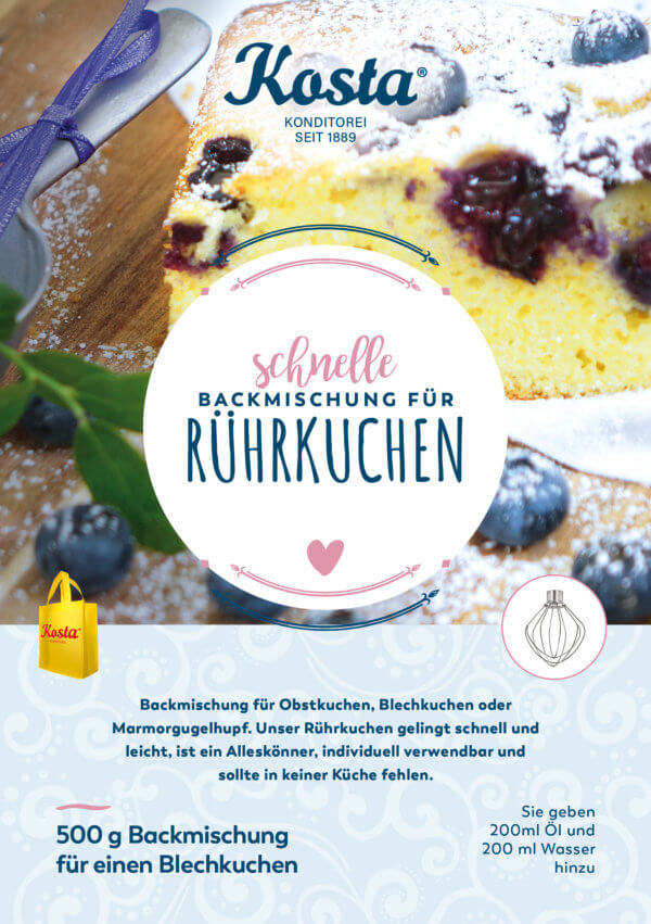 Backmischung für Rührkuchen von der Konditorei Kosta Zutaten